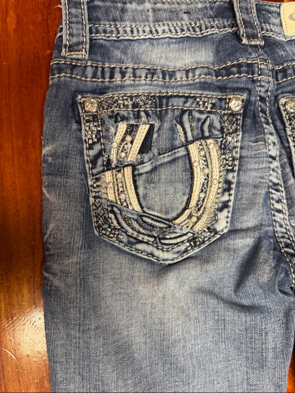 Miss Me Light Blue Washed Flare Jeans T1 - Picture 9 of 11